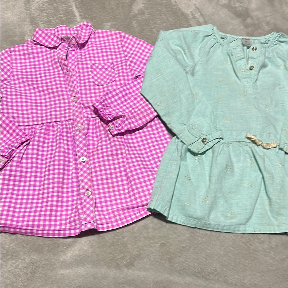 2/$10 Bundle of 2 Girls Carters Spring Long Sleeve Dressy Shirts - 5T